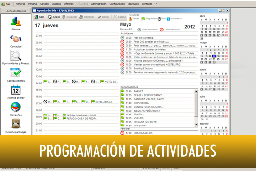 Programación de Actividades, Agenda del día Software Ofimática - OfiCRM