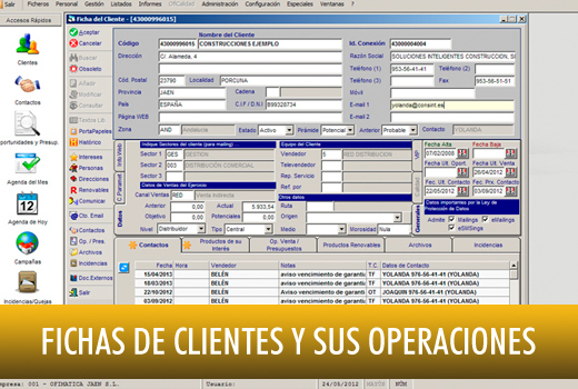 Fichas de clientes y sus operaciones Software Ofimática - OfiCRM