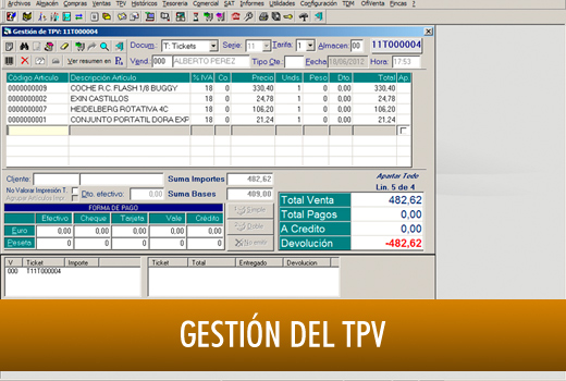 Gestión del TPV Software Ofimática - OfiGEs