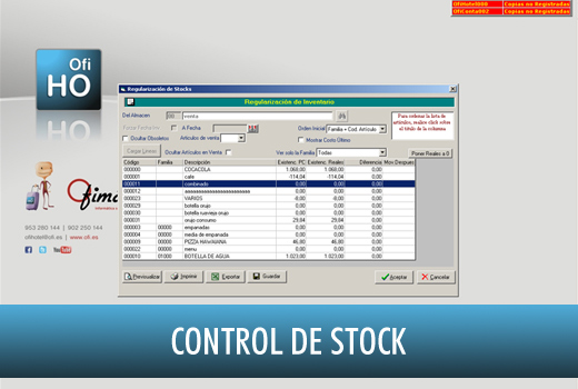 Control de Stock - Software Hotel Ofimática - OfiHotel