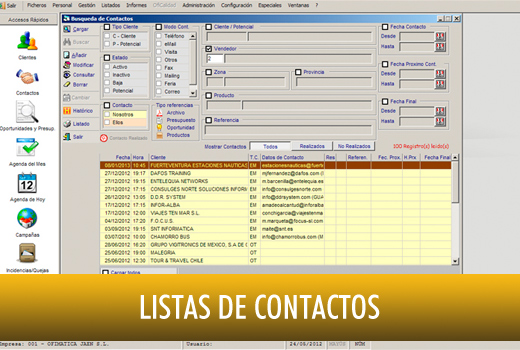 Listas de contactos Software Ofimática - OfiCRM