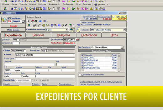 Expedientes por cliente de Agencia de Viajes - Ofi Viaje